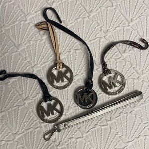 Michael Kors lot of 5 Logo hang tag Keychain bundle silver nickel tone